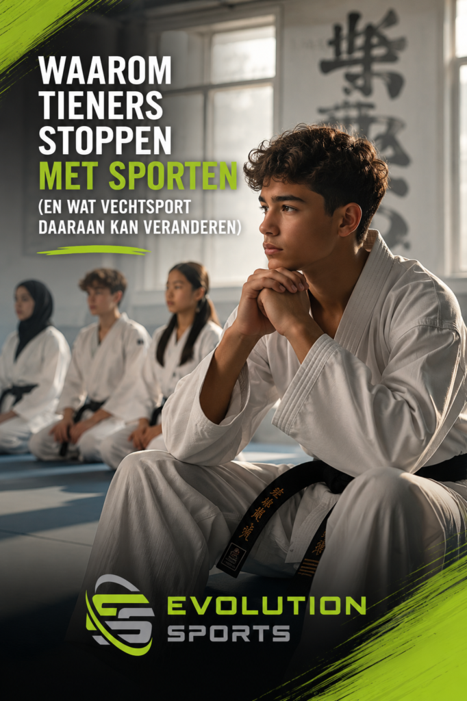 Tiener martial artist denkt na over doorzetten en persoonlijke groei.